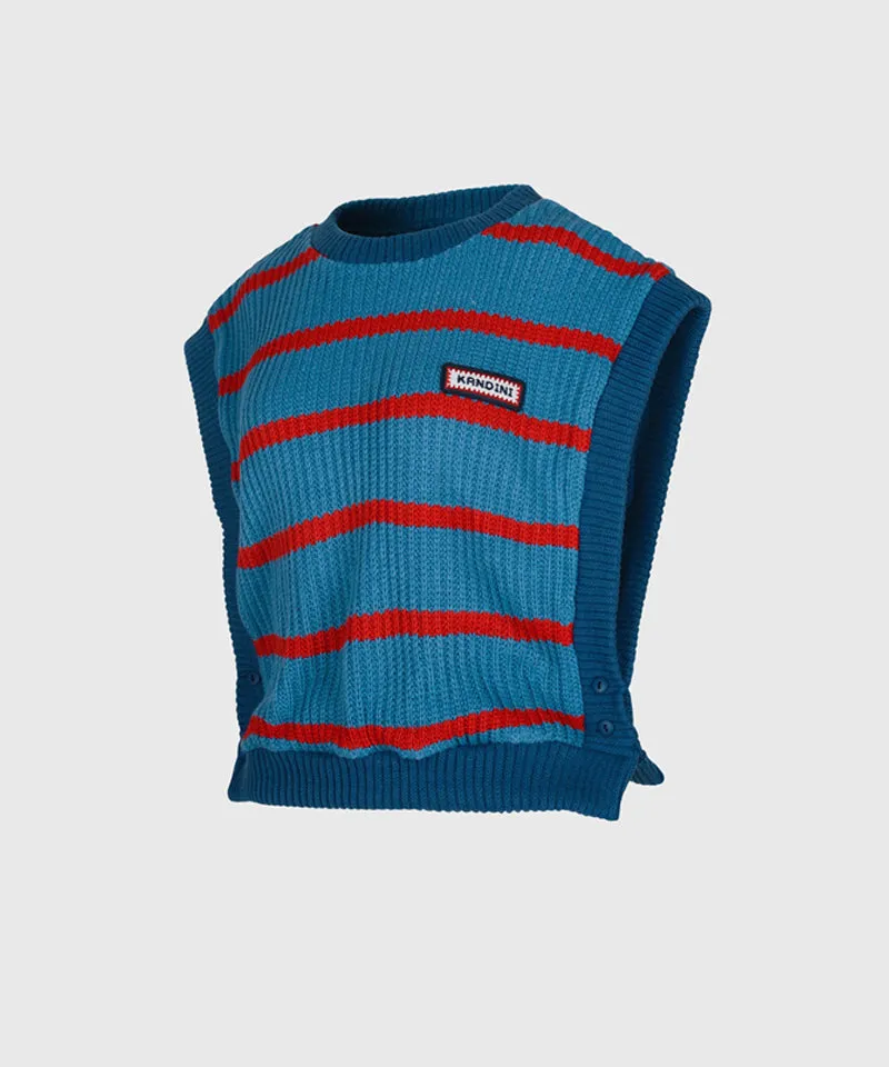 KANDINI Striped Knit Vest - Blue