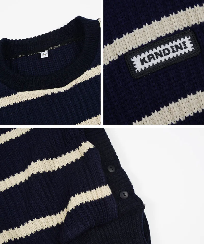 KANDINI Striped Knit Vest - Navy