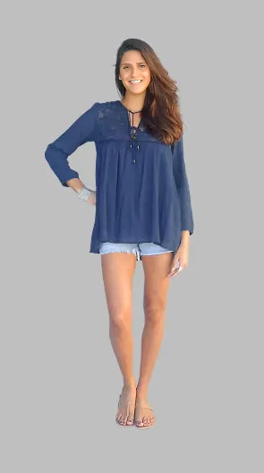 Katmandu Tunic With Lace Coal