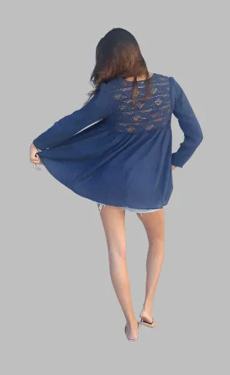 Katmandu Tunic With Lace Coal