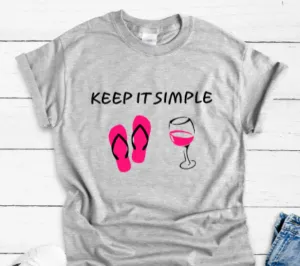 Keep It Simple Flip Flops and Wine Gray Unisex Short Sleeve T-shirt