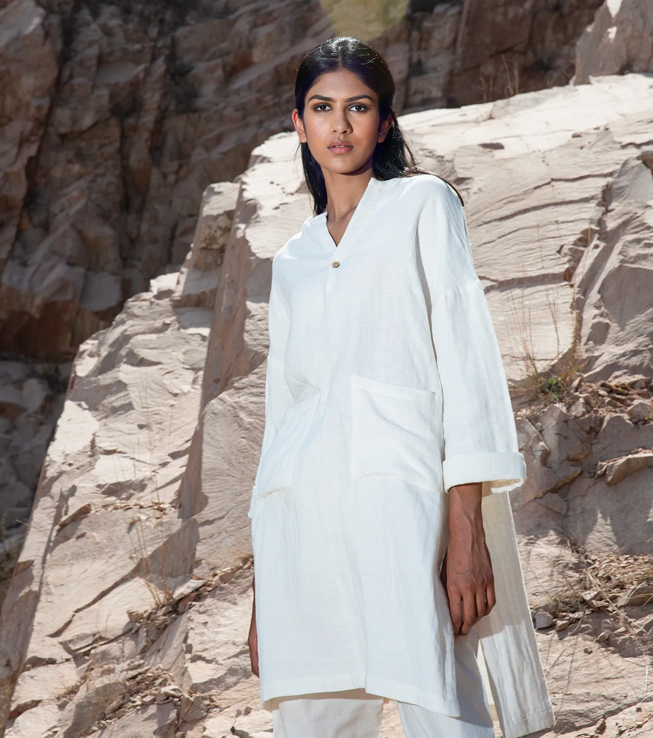 KharaKapas I Short White Tunic With Pants Set   I  32 Days Of Summer