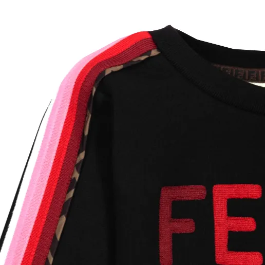 Kids Fendi Long Sleeve Sweat Top with Side Racer Stripe Logo