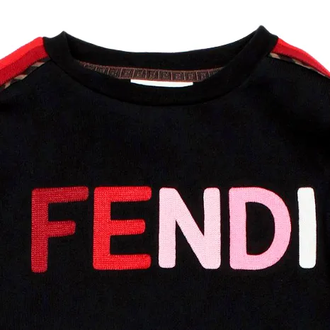 Kids Fendi Long Sleeve Sweat Top with Side Racer Stripe Logo