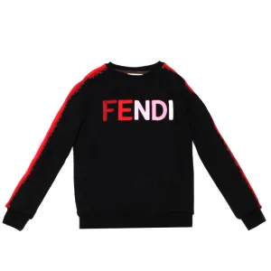 Kids Fendi Long Sleeve Sweat Top with Side Racer Stripe Logo