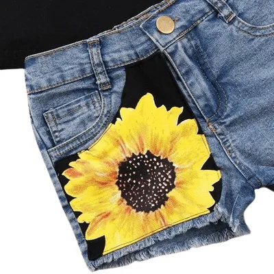 Kids Girl Sleeveless Vest Tops Sunflower Be Kind Be Sweet Short Pants
