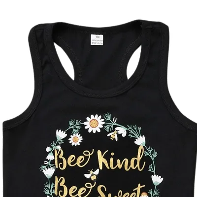 Kids Girl Sleeveless Vest Tops Sunflower Be Kind Be Sweet Short Pants