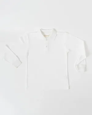 Kids Long Sleeve Polo Shirt White