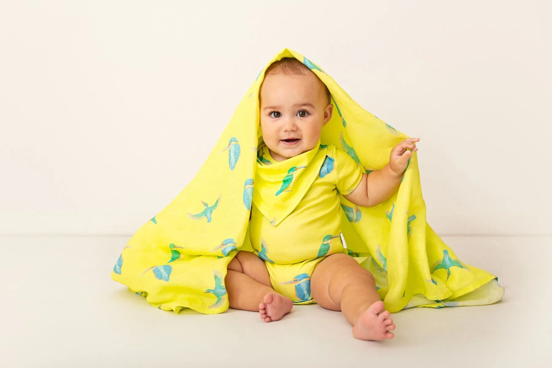 Kingfisher | Organic Cotton Muslin Wrap | 1.2m x 1.2m with Gift Bag