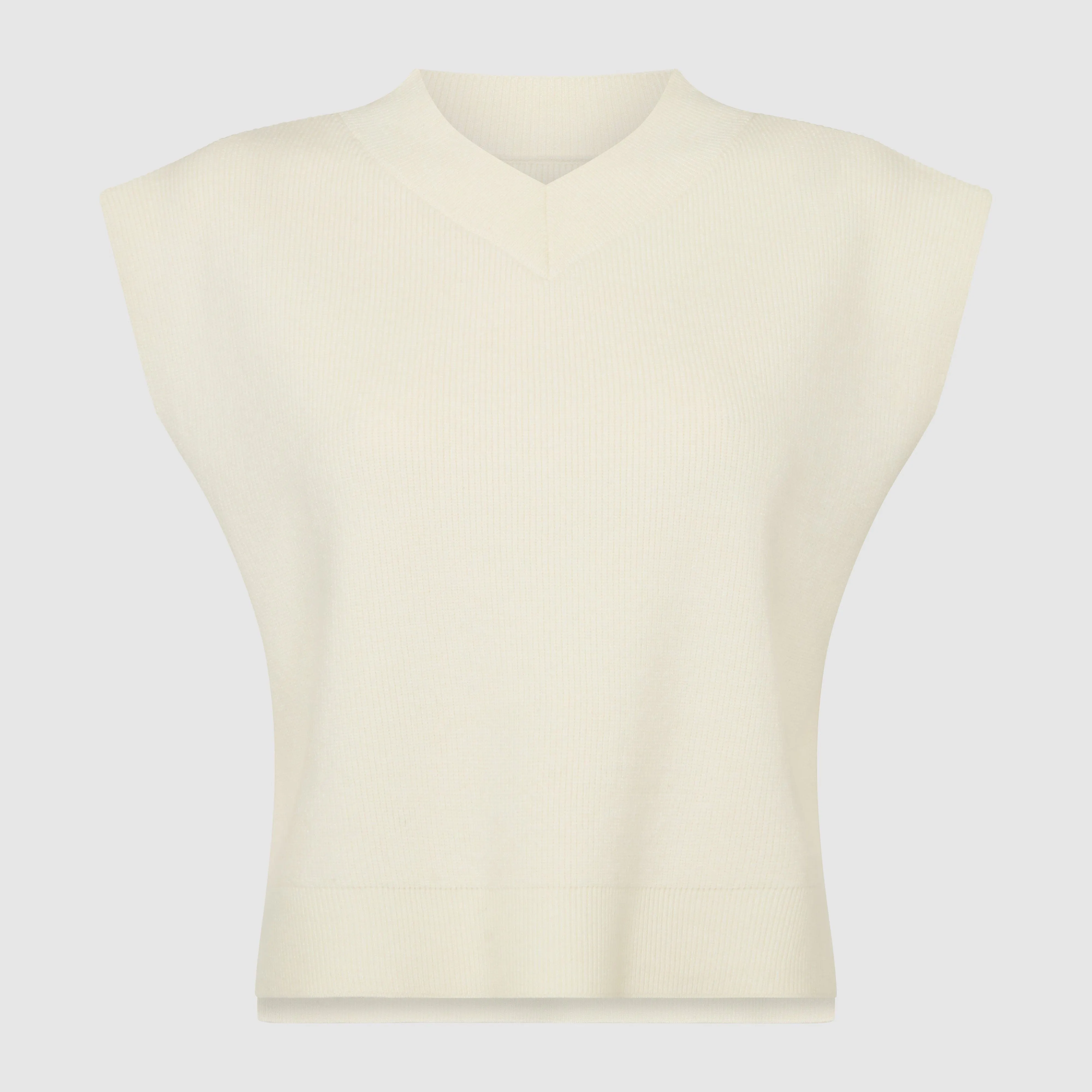 KNITTED V-NECK VEST - COCONUT MILK