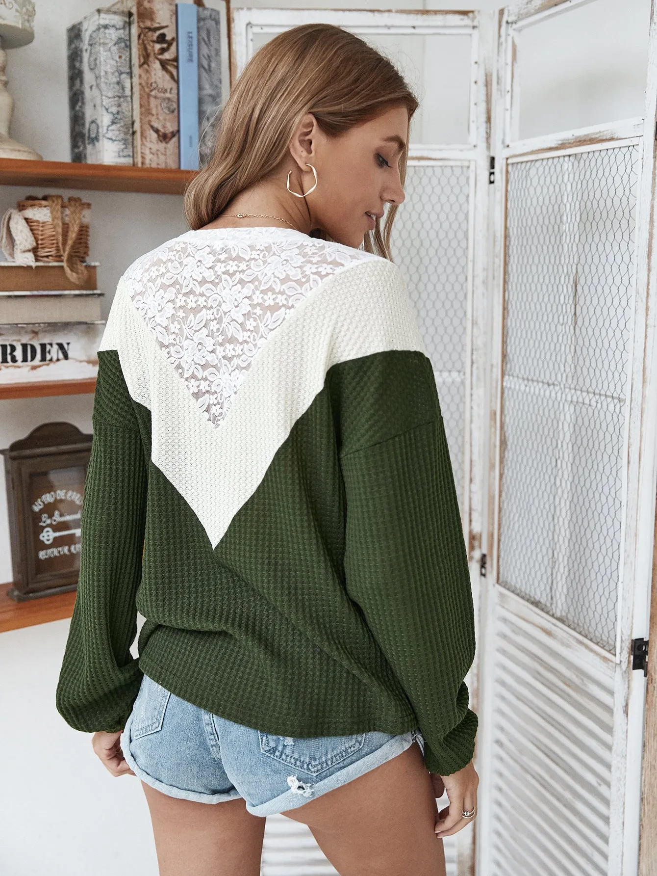 Lace Net Yarn Hollow Out Knit Sweater Tops