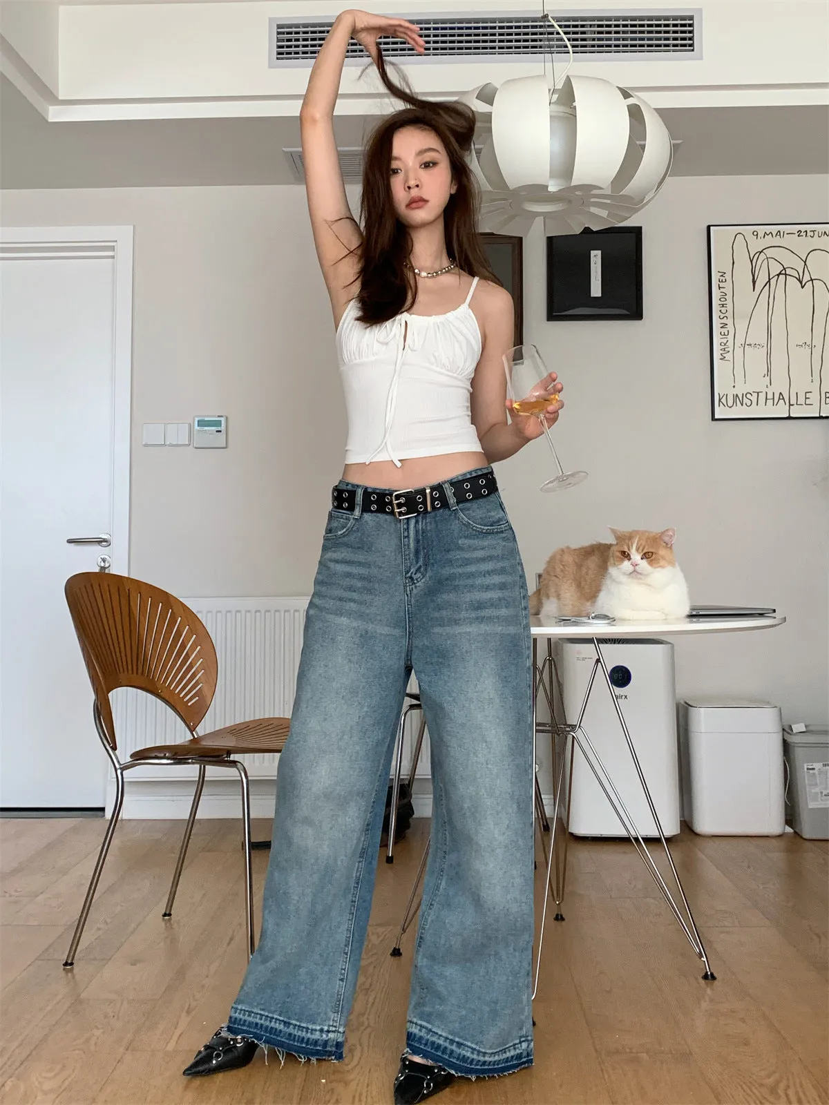 lace-up sleeveless tops