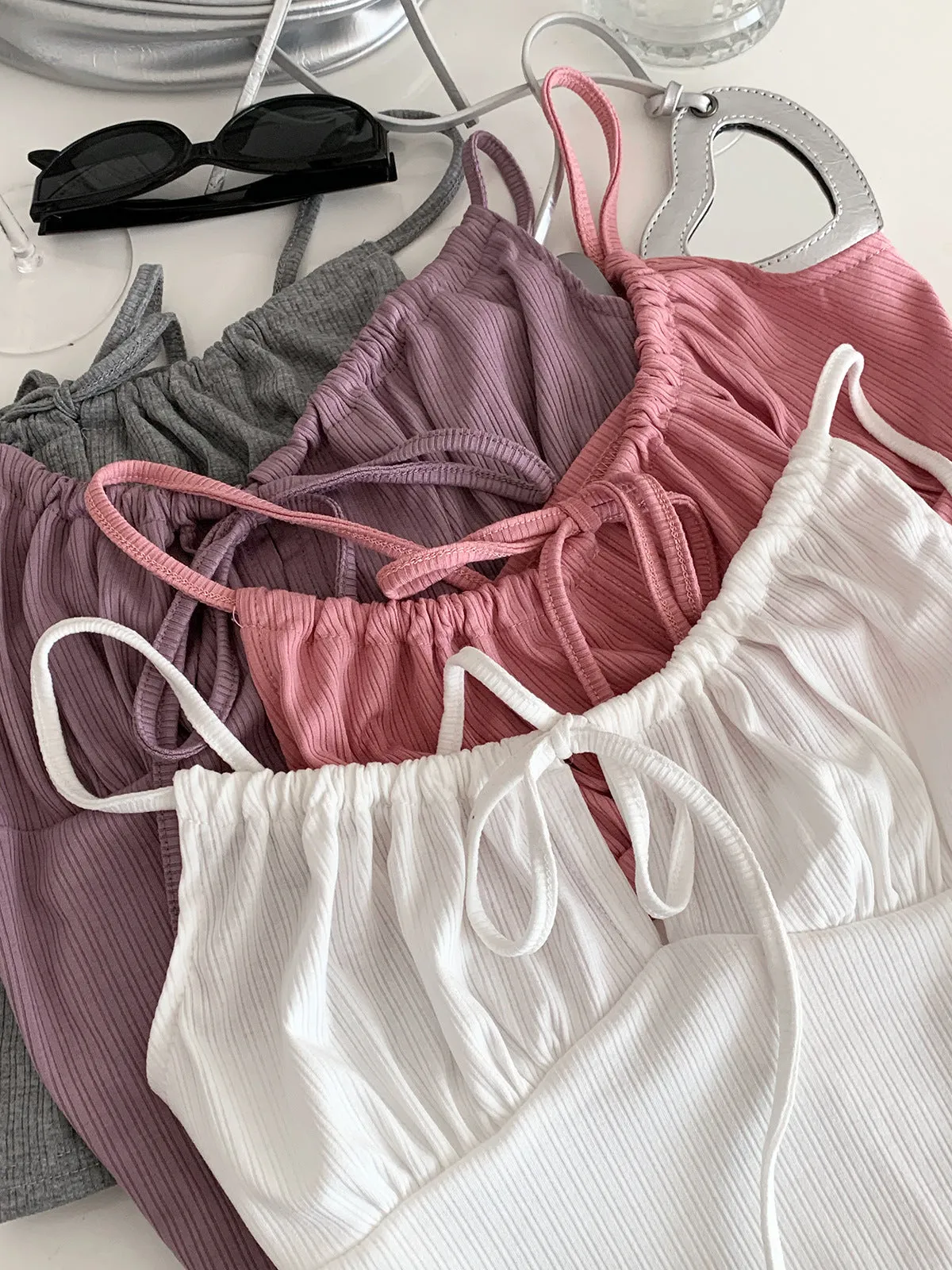 lace-up sleeveless tops