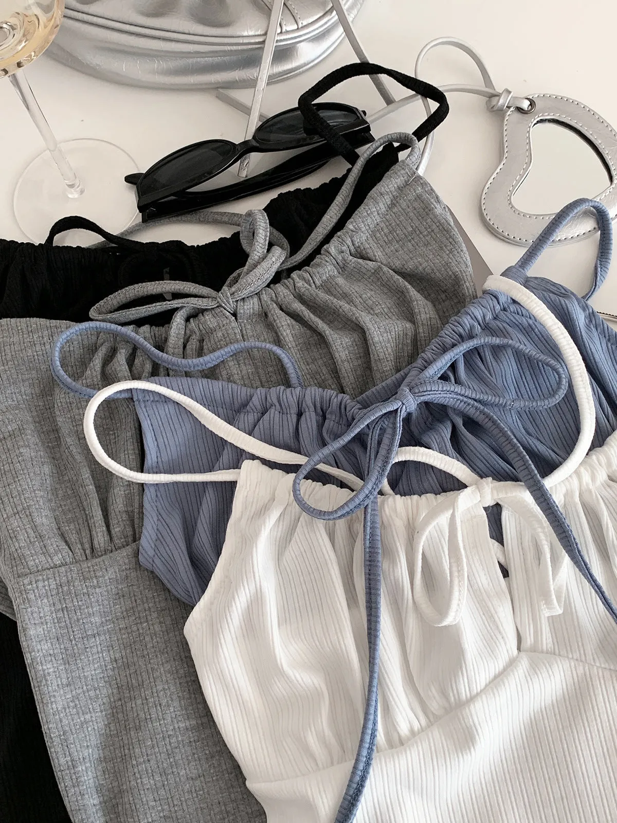 lace-up sleeveless tops