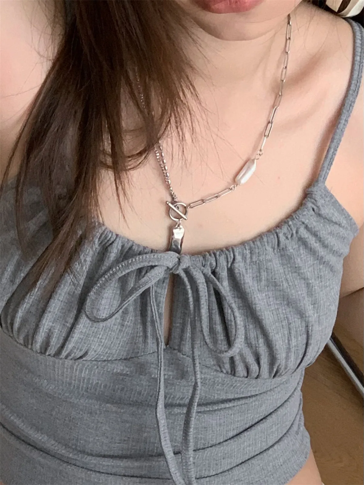 lace-up sleeveless tops