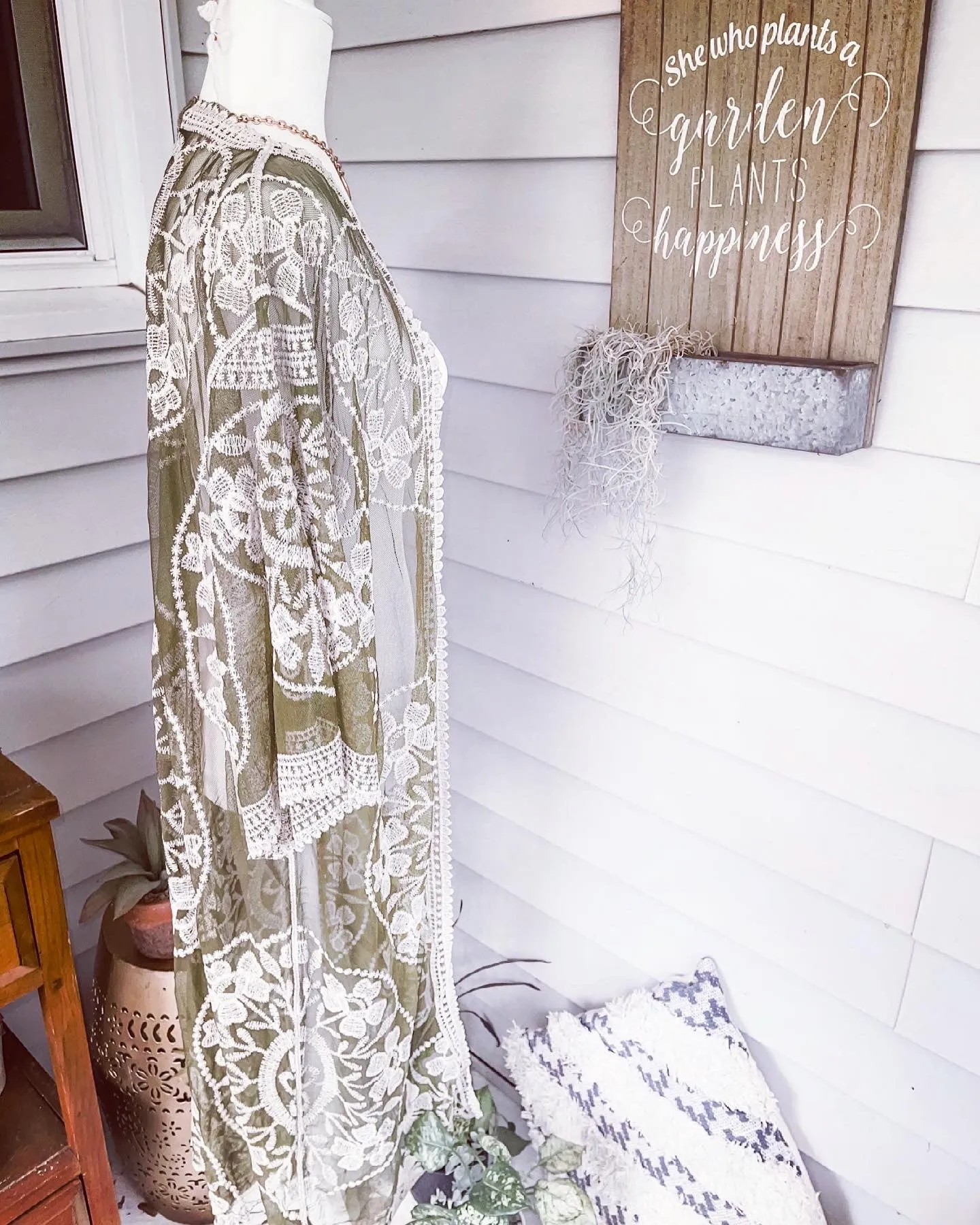 LACEY CAKES Kimono (green   white)
