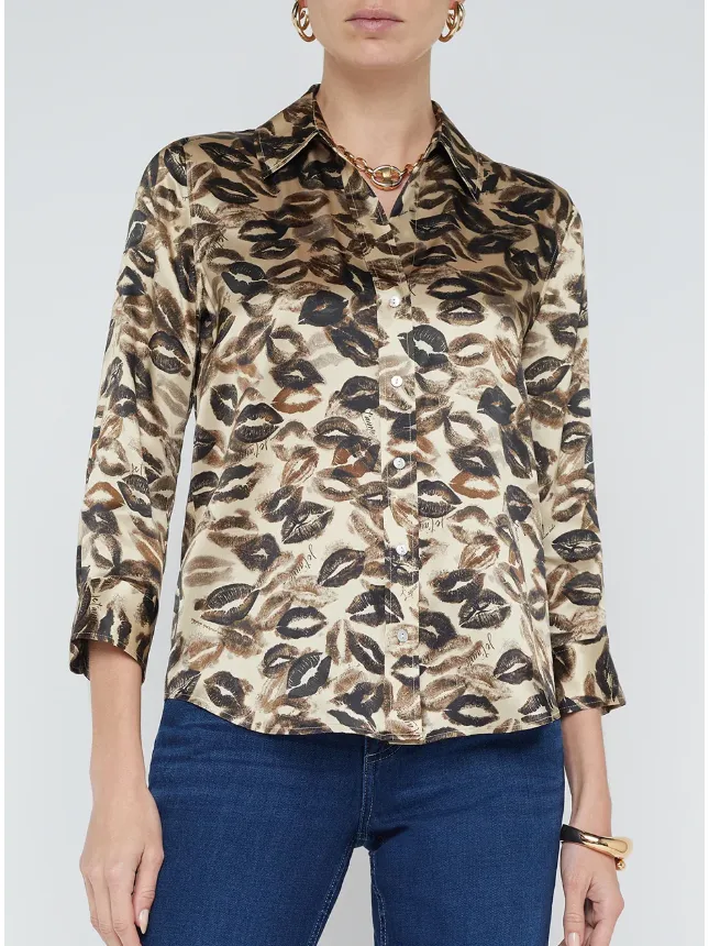 L'Agence Dani Blouse in Sepia Vintage Kiss