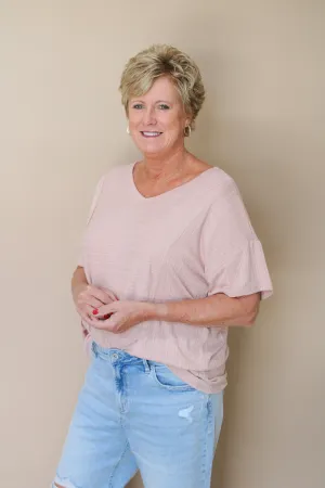 LANAE DROP SHOULDER V-NECK TOP
