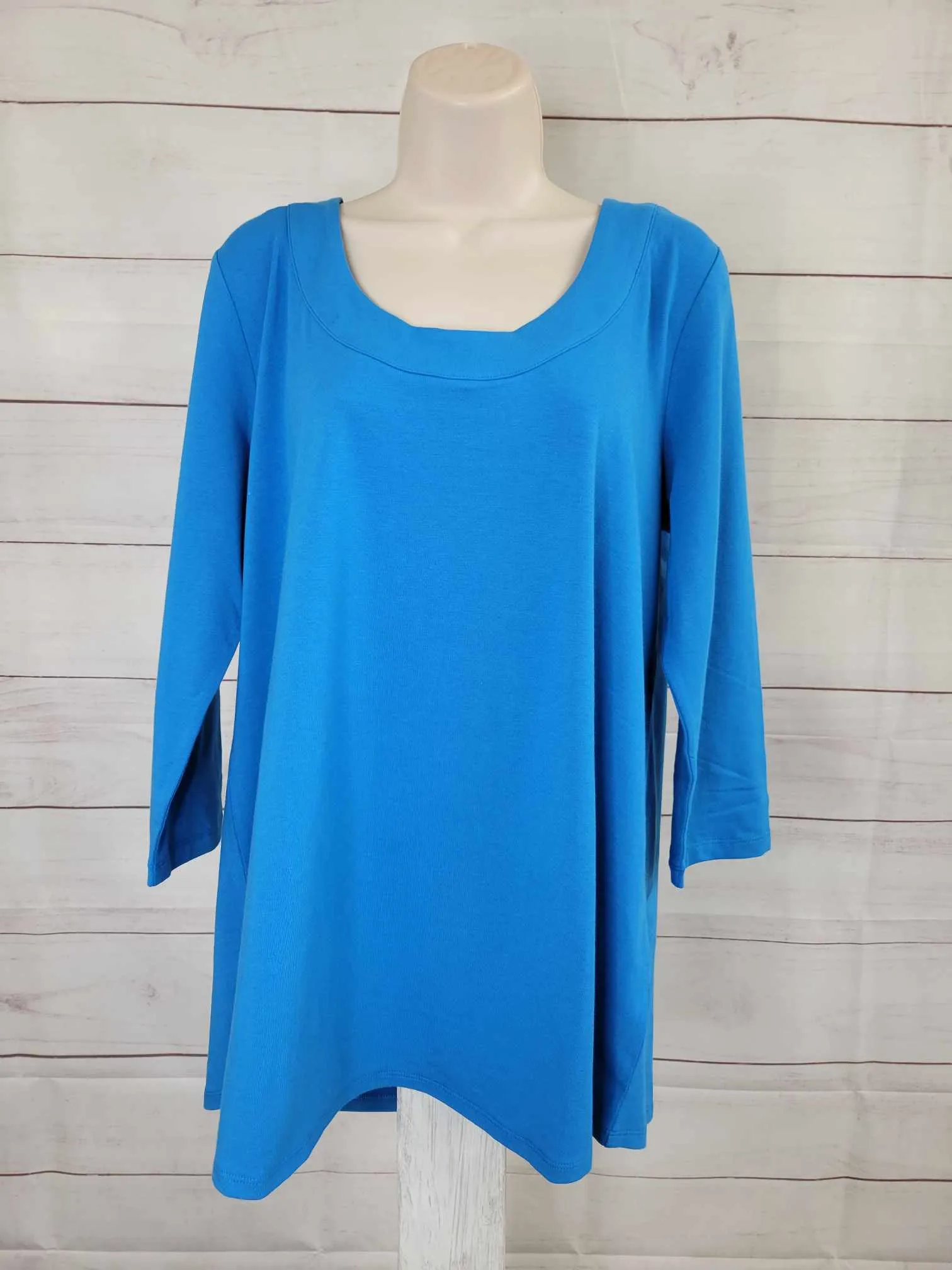 LARGE BLUE A479157 Susan Graver Regular Weekend Essentials Comfy Cotton Tunic