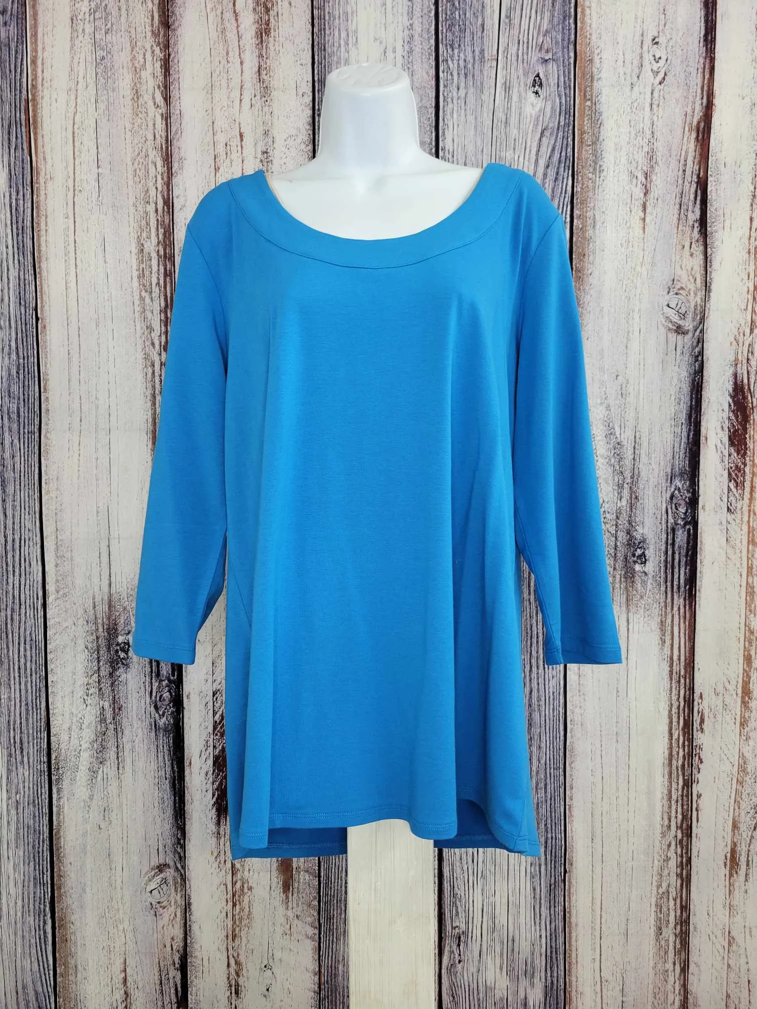 LARGE BLUE A479157 Susan Graver Regular Weekend Essentials Comfy Cotton Tunic