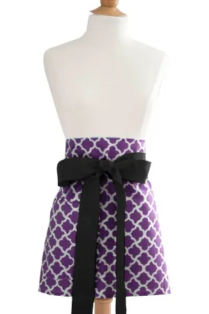 latticework aubergine purple printed cloth cocktail aprons