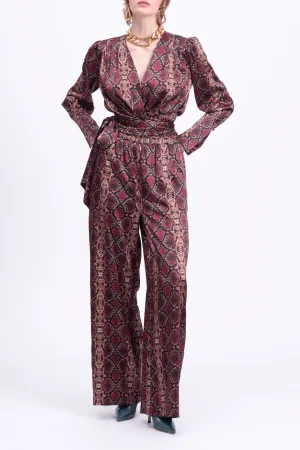 LAUREN SILK-SATIN WRAP TOP