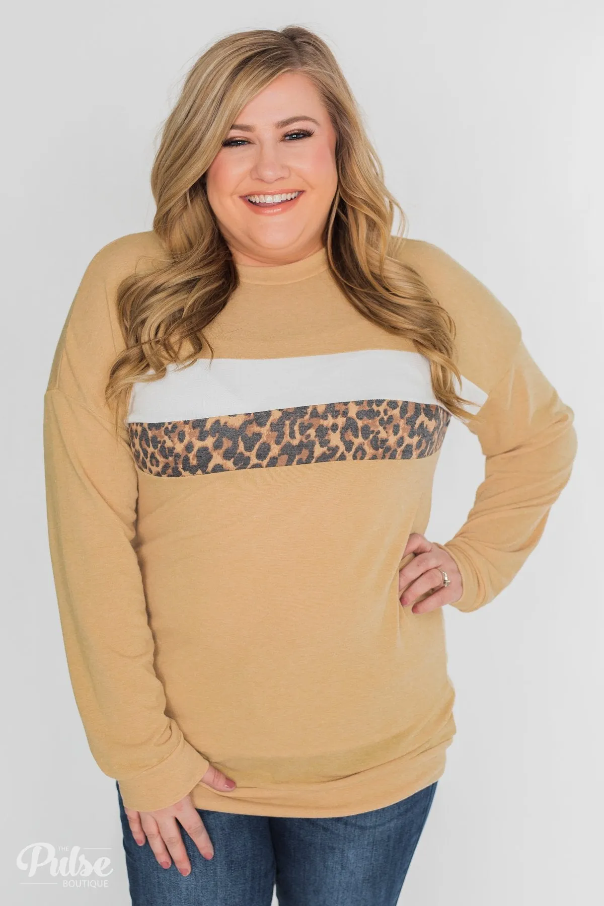 Leap into Leopard Long Sleeve Top - Faded Yellow