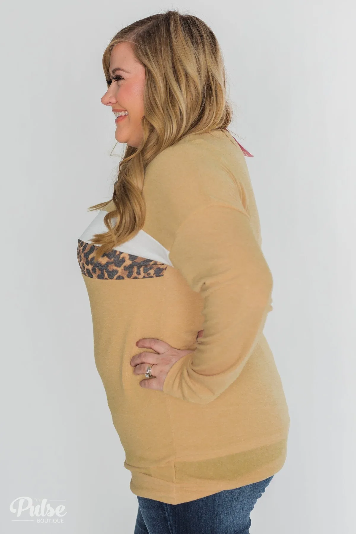 Leap into Leopard Long Sleeve Top - Faded Yellow