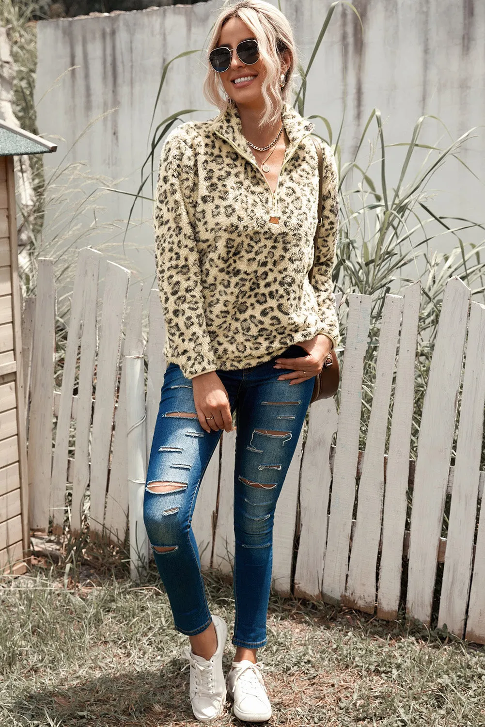 Leopard Fleece Sweatshirt