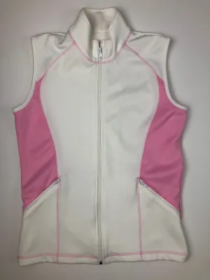 Level Wear Full Zip Sleeveless Vest - White/Pink