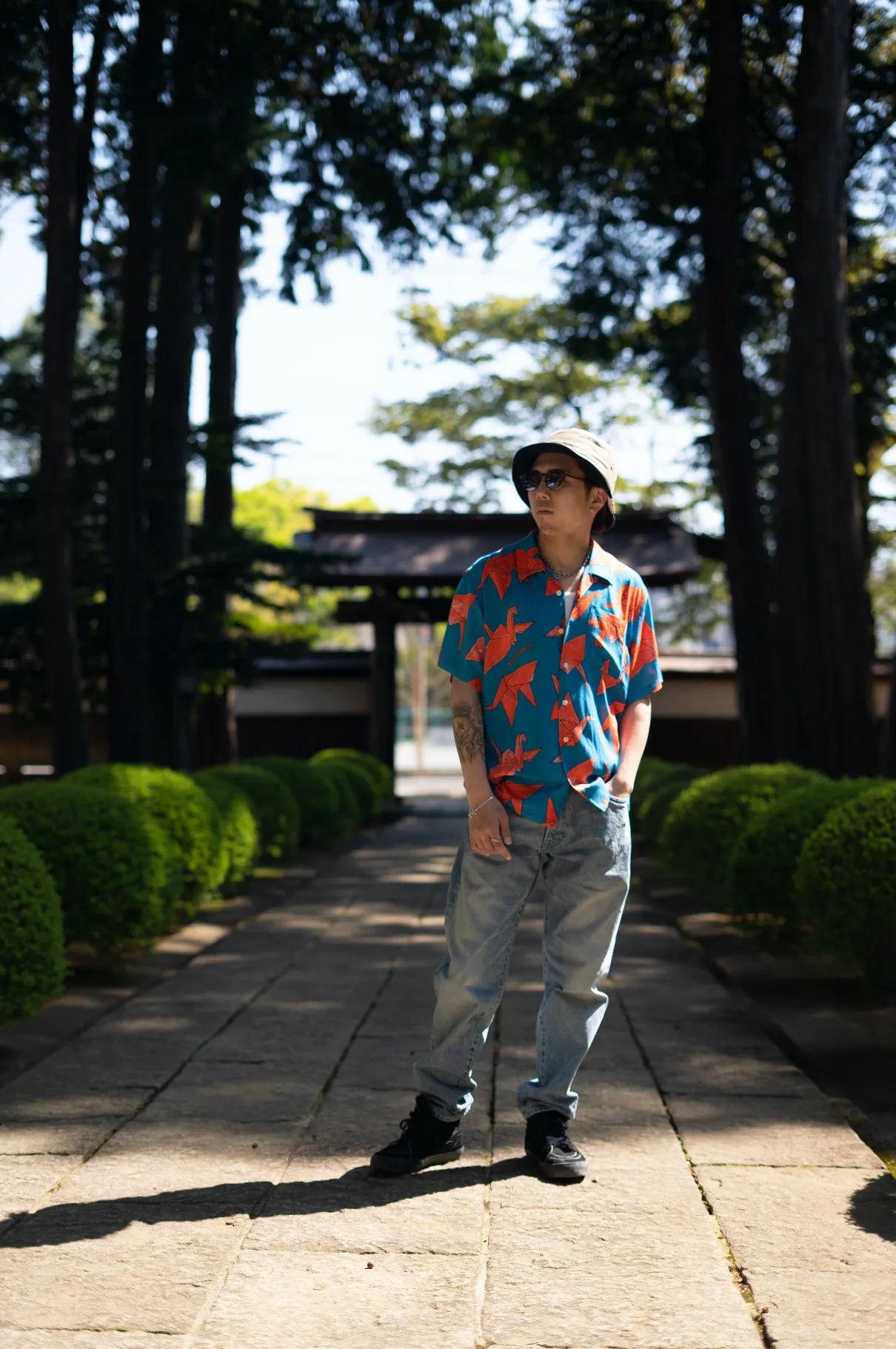 Liberaiders ORIGAMI RAYON SHIRT(BLUE)