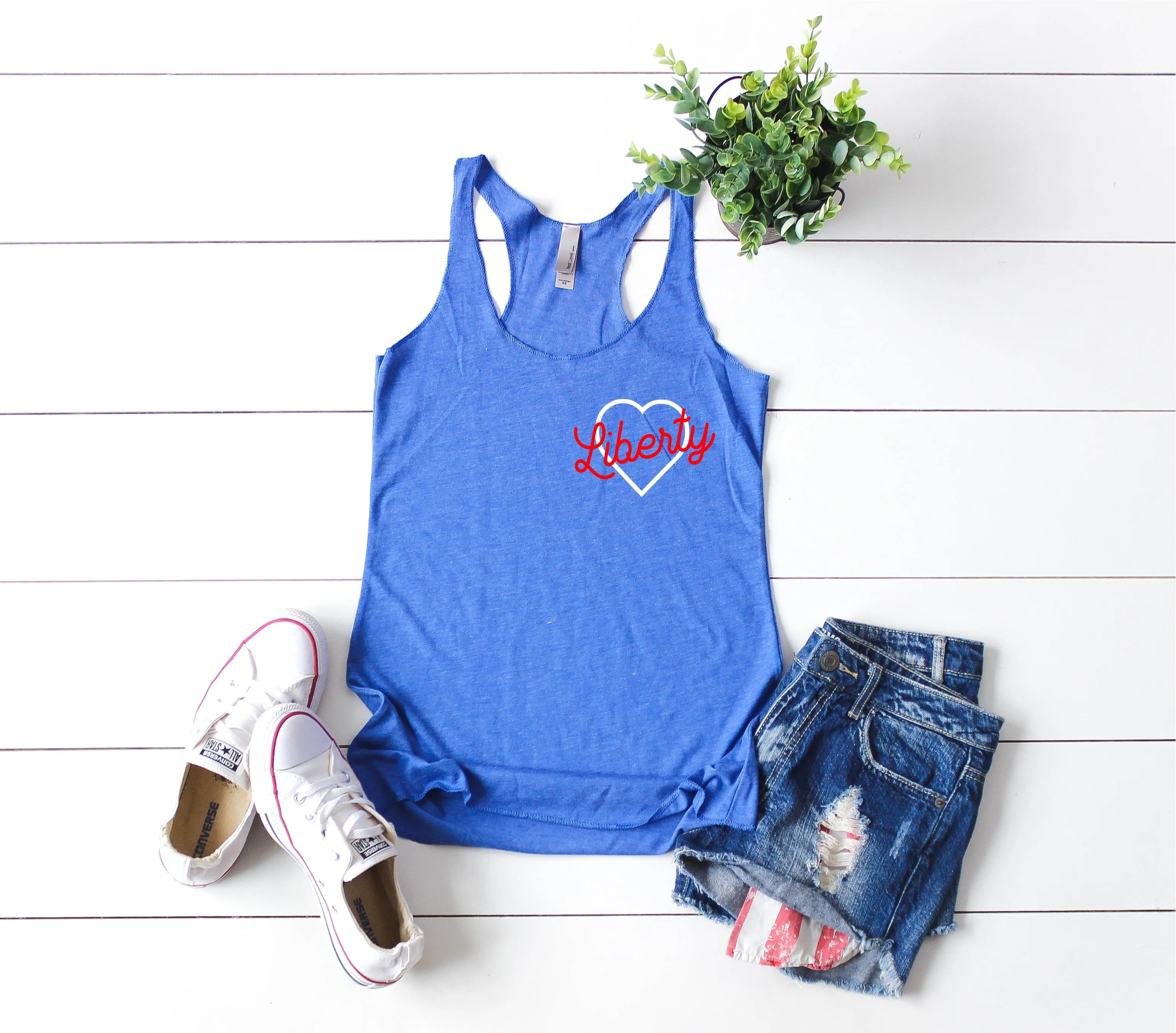 Liberty Tank | 4th Of July Tank | 4th Of July Shirt | Women's Fitting Racer Tank Shirt