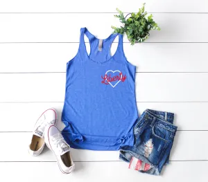 Liberty Tank | 4th Of July Tank | 4th Of July Shirt | Women's Fitting Racer Tank Shirt
