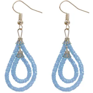 Light Blue Sequin Confetti Double Teardrop Hoop Earrings