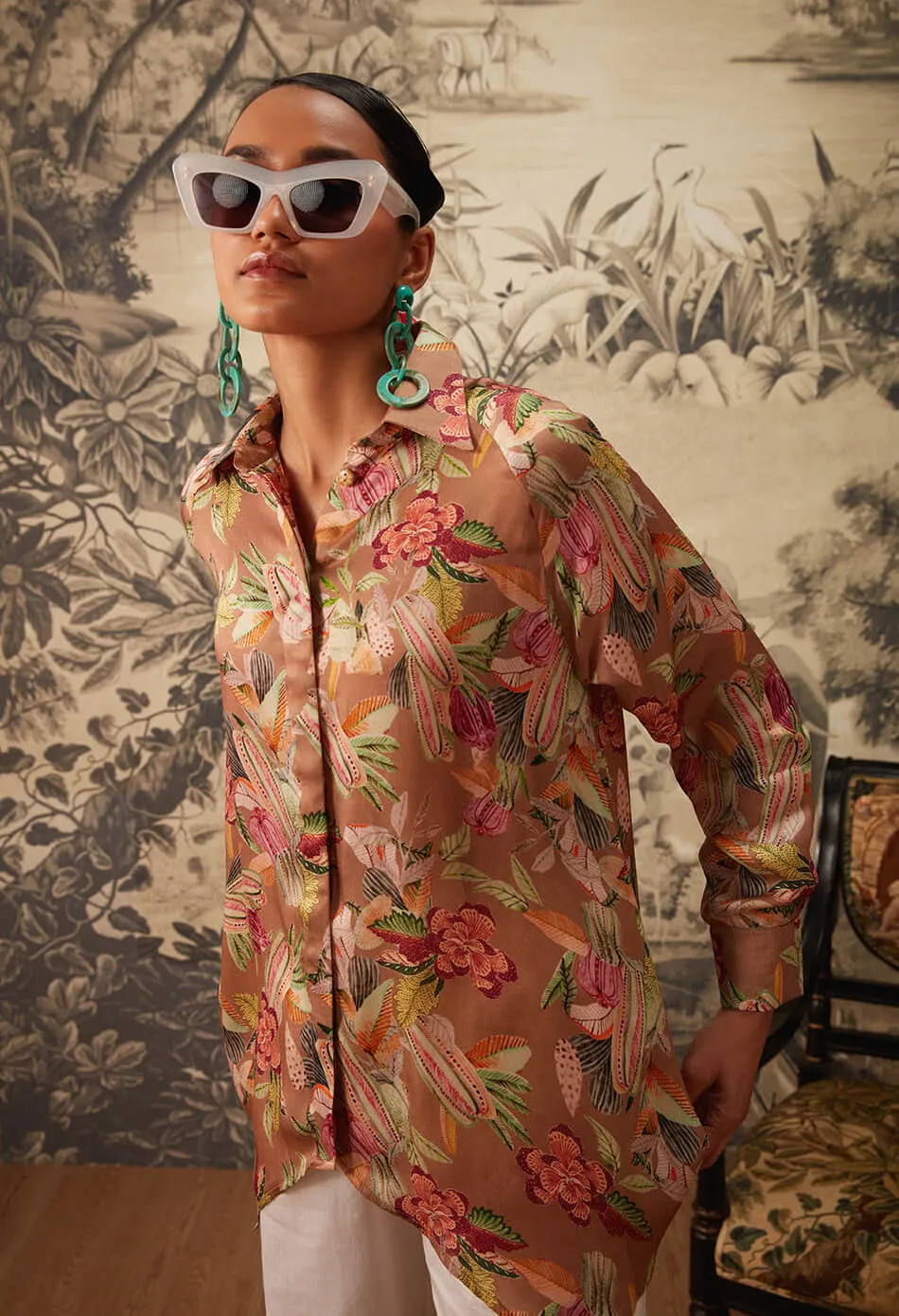 Light brown printed tunic