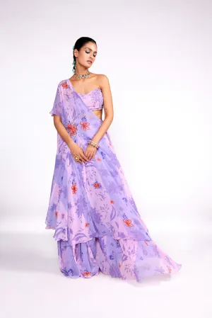 Lilac One Shoulder Sharara Set