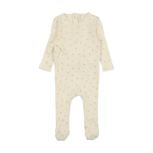 Lilette Printed Pointelle Wrap Footie - Milk/Rose