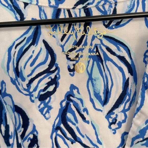 LILY PULITZER Lillith Tunic Dress Resort White Drop In Engineered Sea Size M