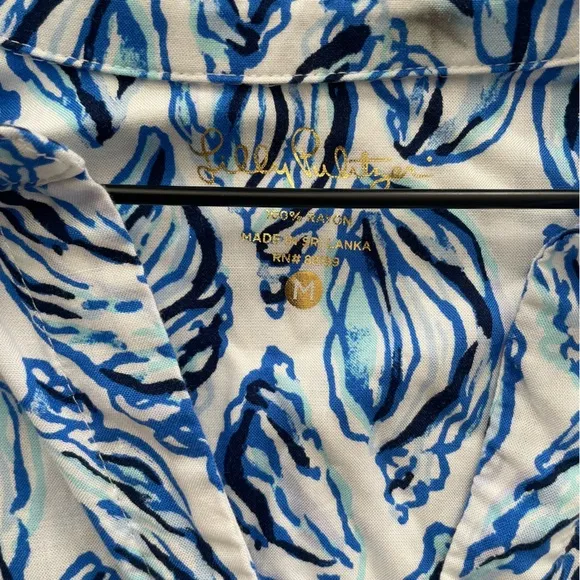 LILY PULITZER Lillith Tunic Dress Resort White Drop In Engineered Sea Size M