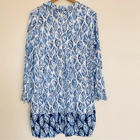 LILY PULITZER Lillith Tunic Dress Resort White Drop In Engineered Sea Size M