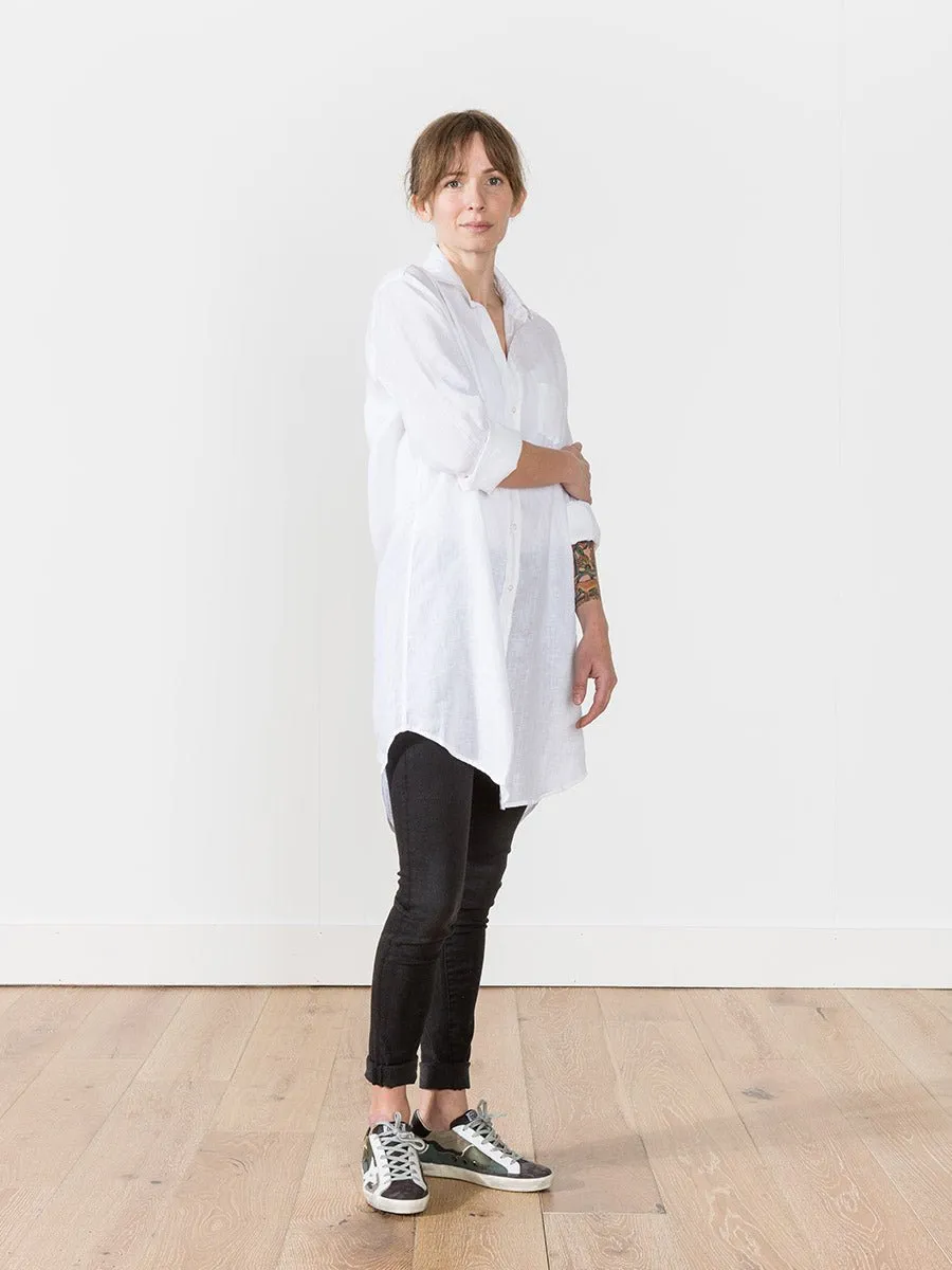 linen button down - white