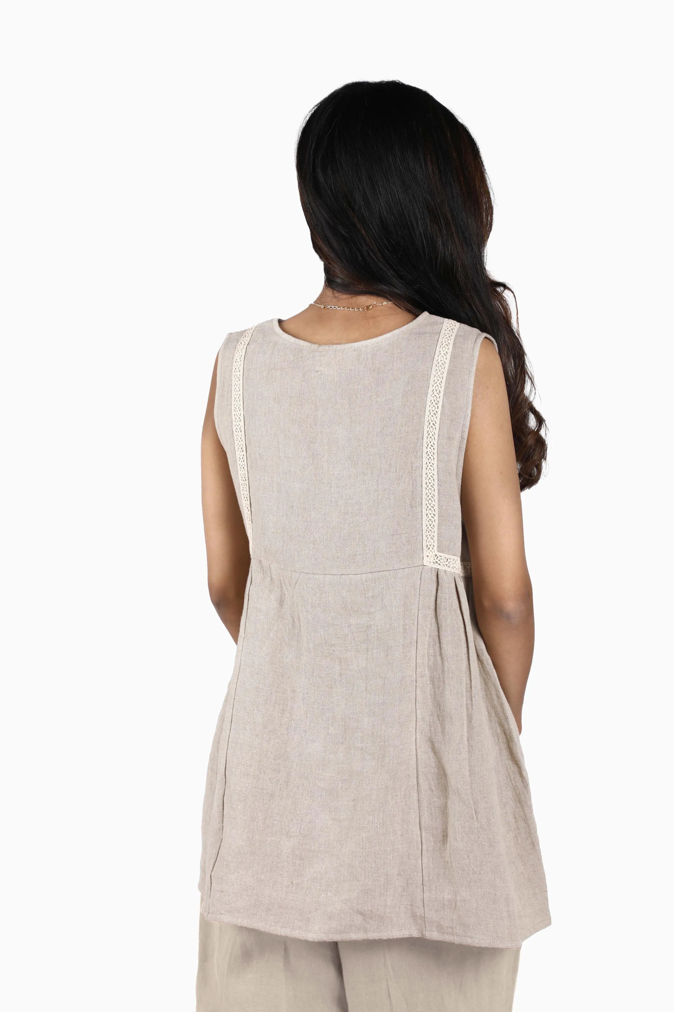 Linen Crystal Top-Stormy Blue
