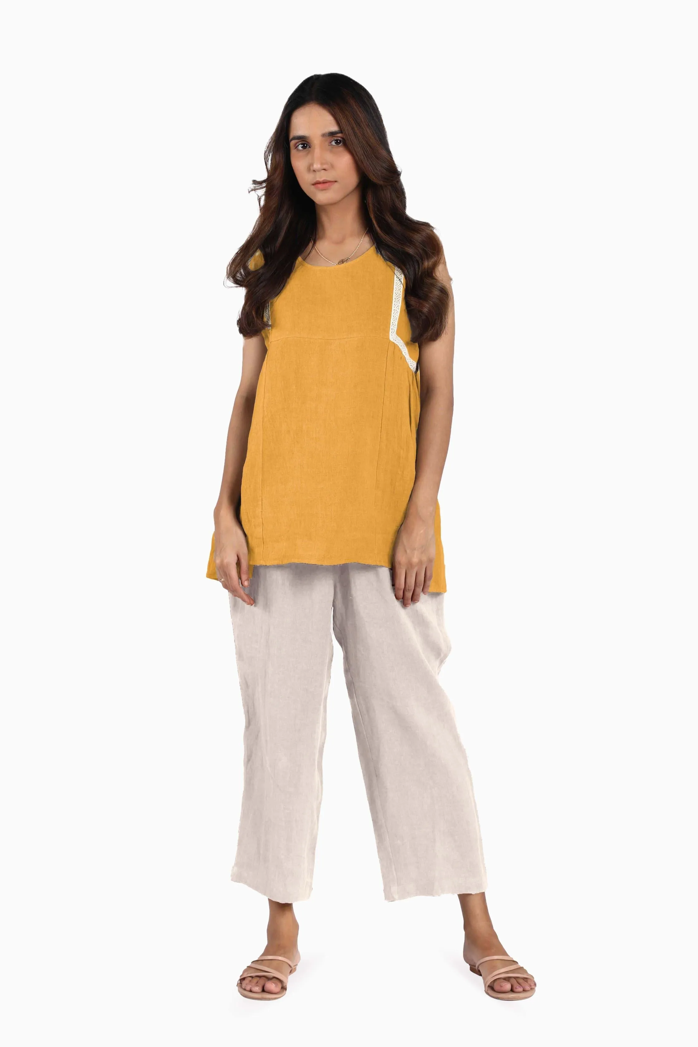 Linen Crystal Top-Stormy Blue