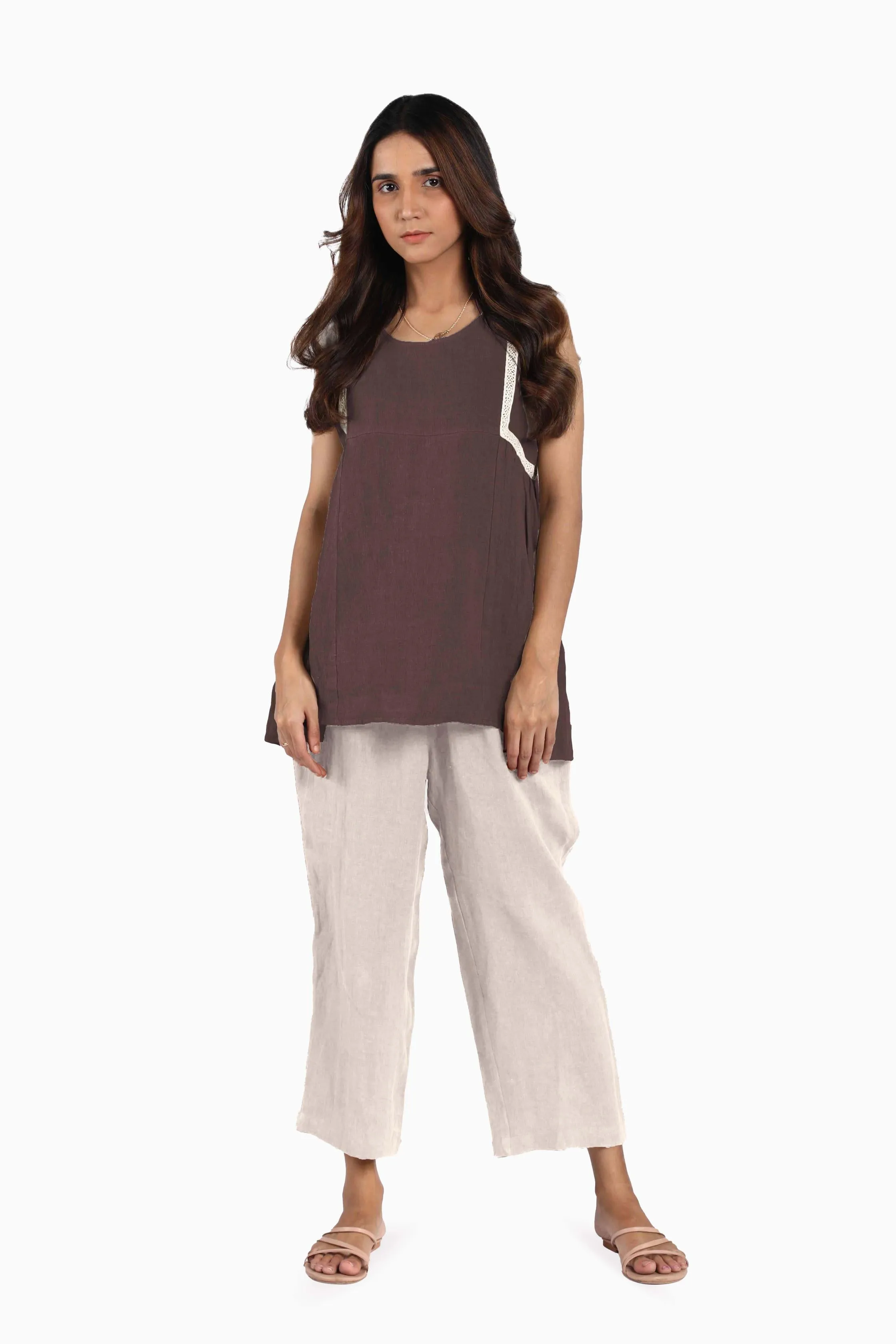 Linen Crystal Top-Stormy Blue