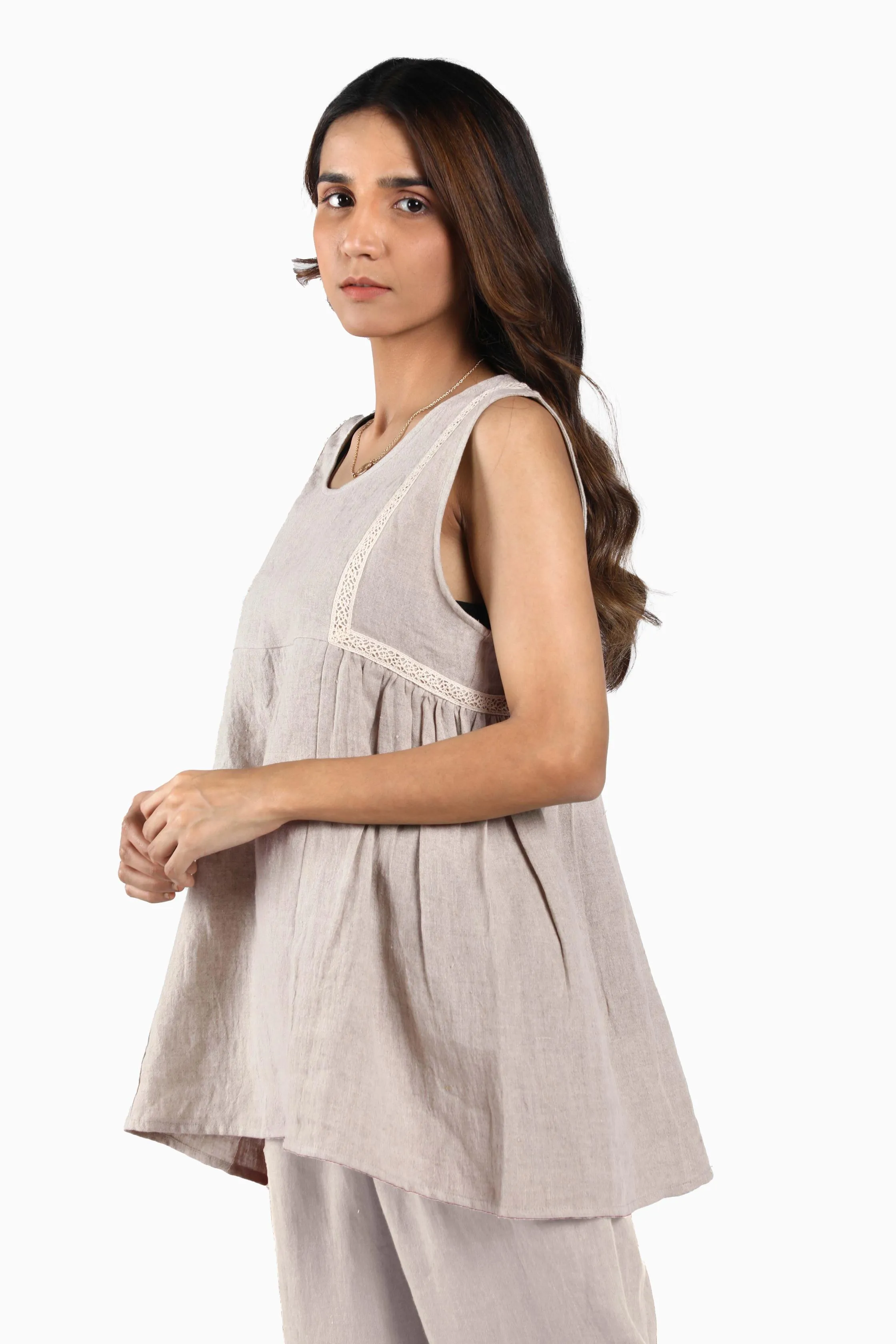 Linen Crystal Top-Stormy Blue