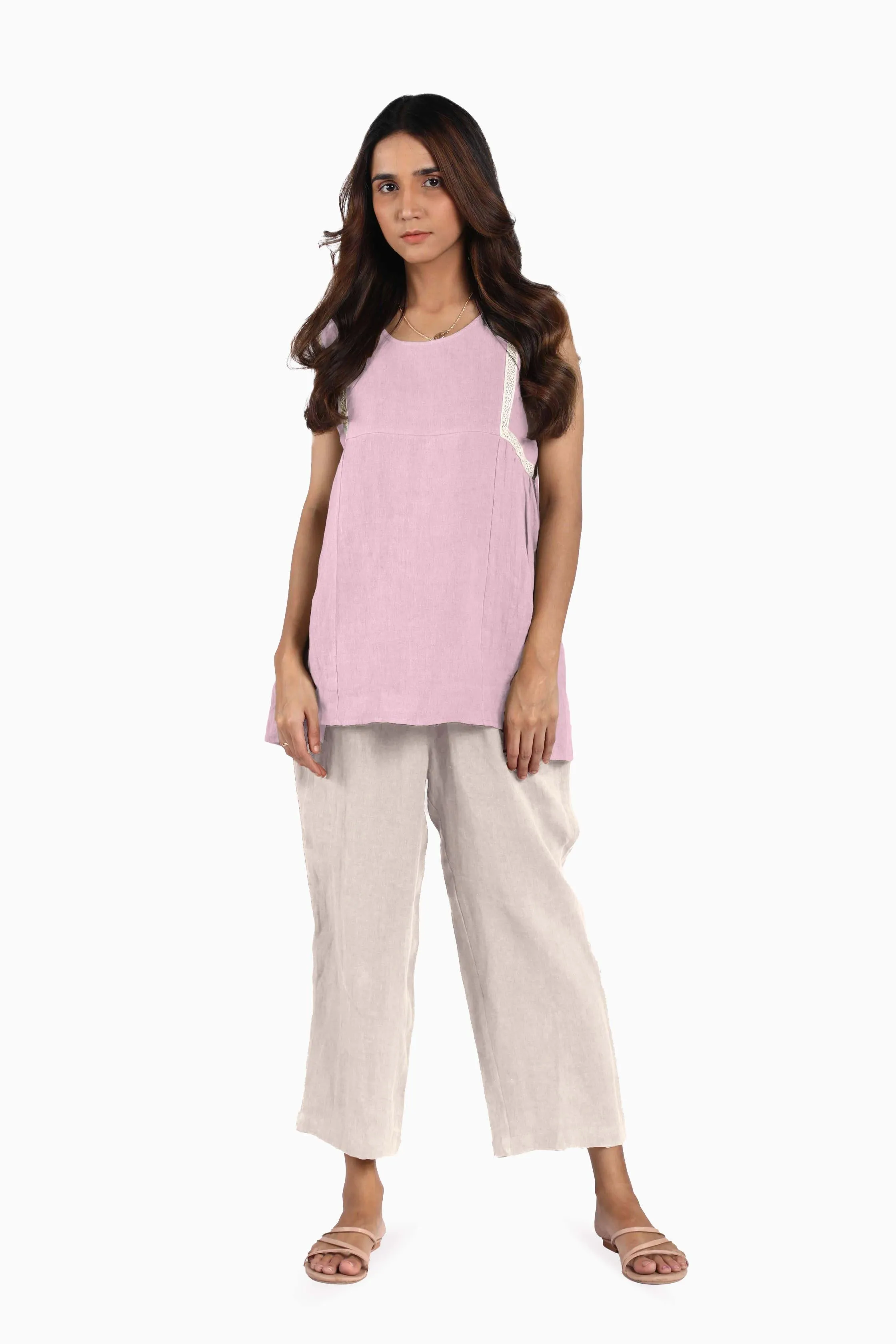 Linen Crystal Top-Stormy Blue