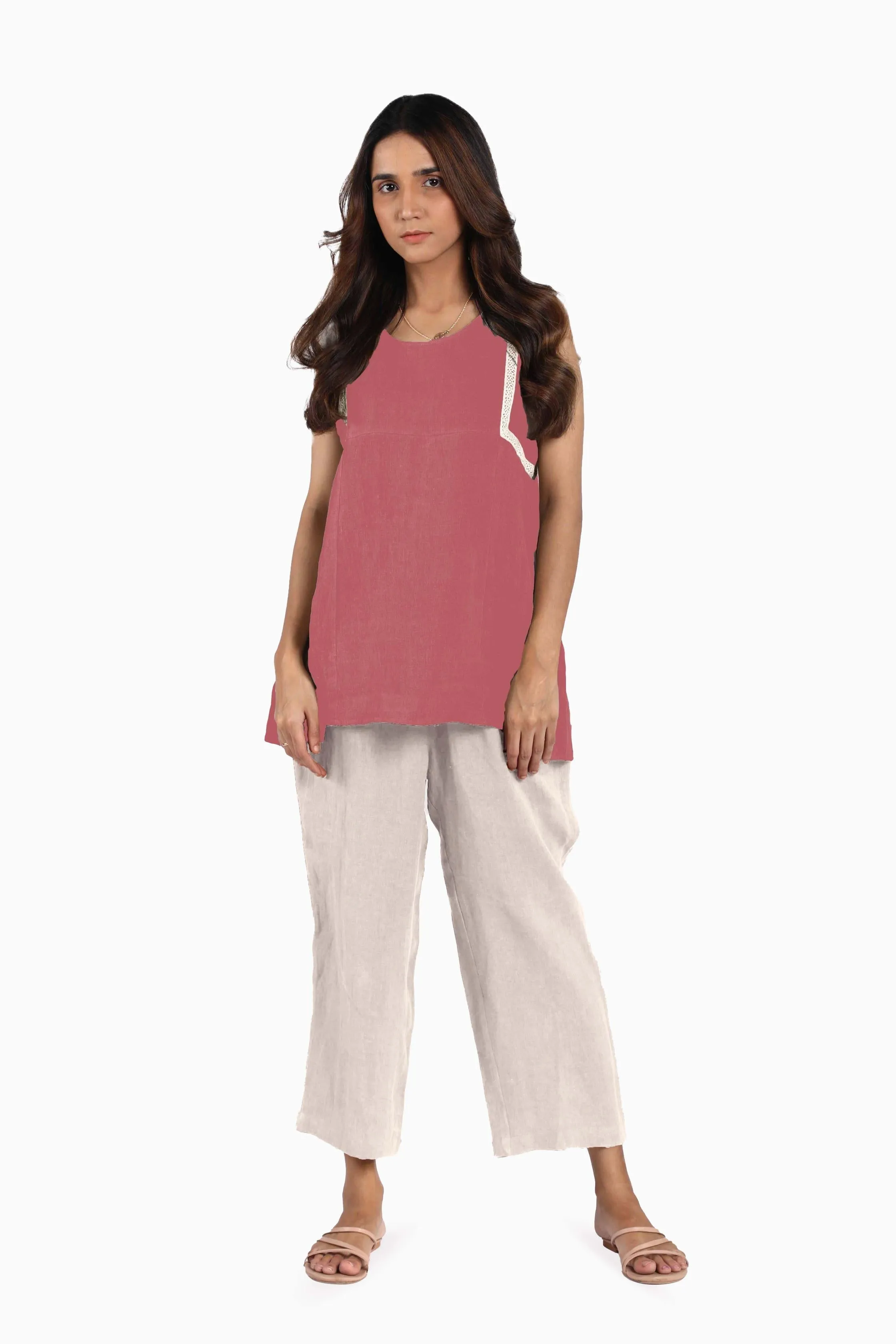 Linen Crystal Top-Stormy Blue