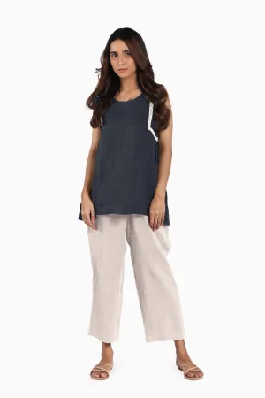 Linen Crystal Top-Stormy Blue
