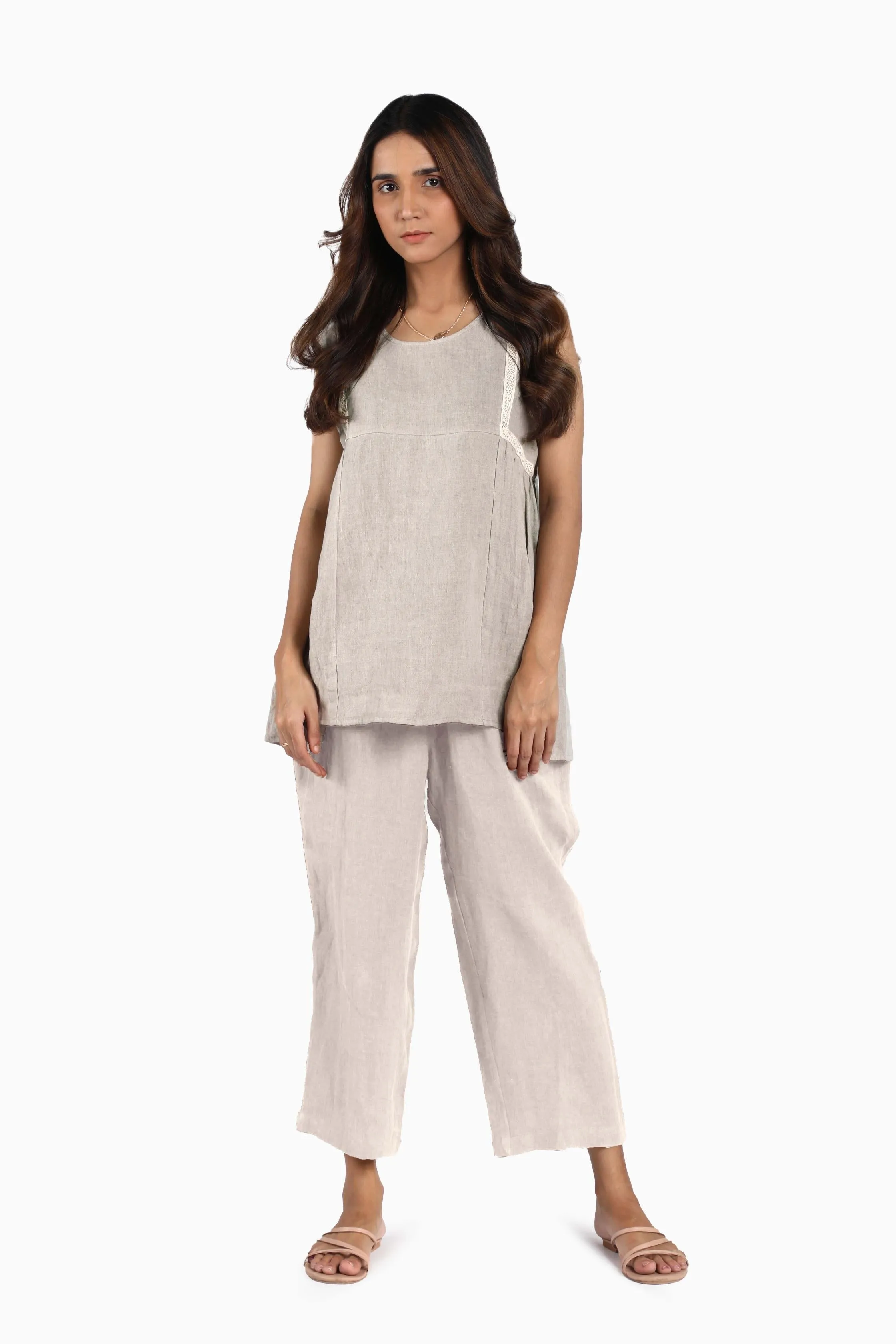 Linen Crystal Top-Stormy Blue
