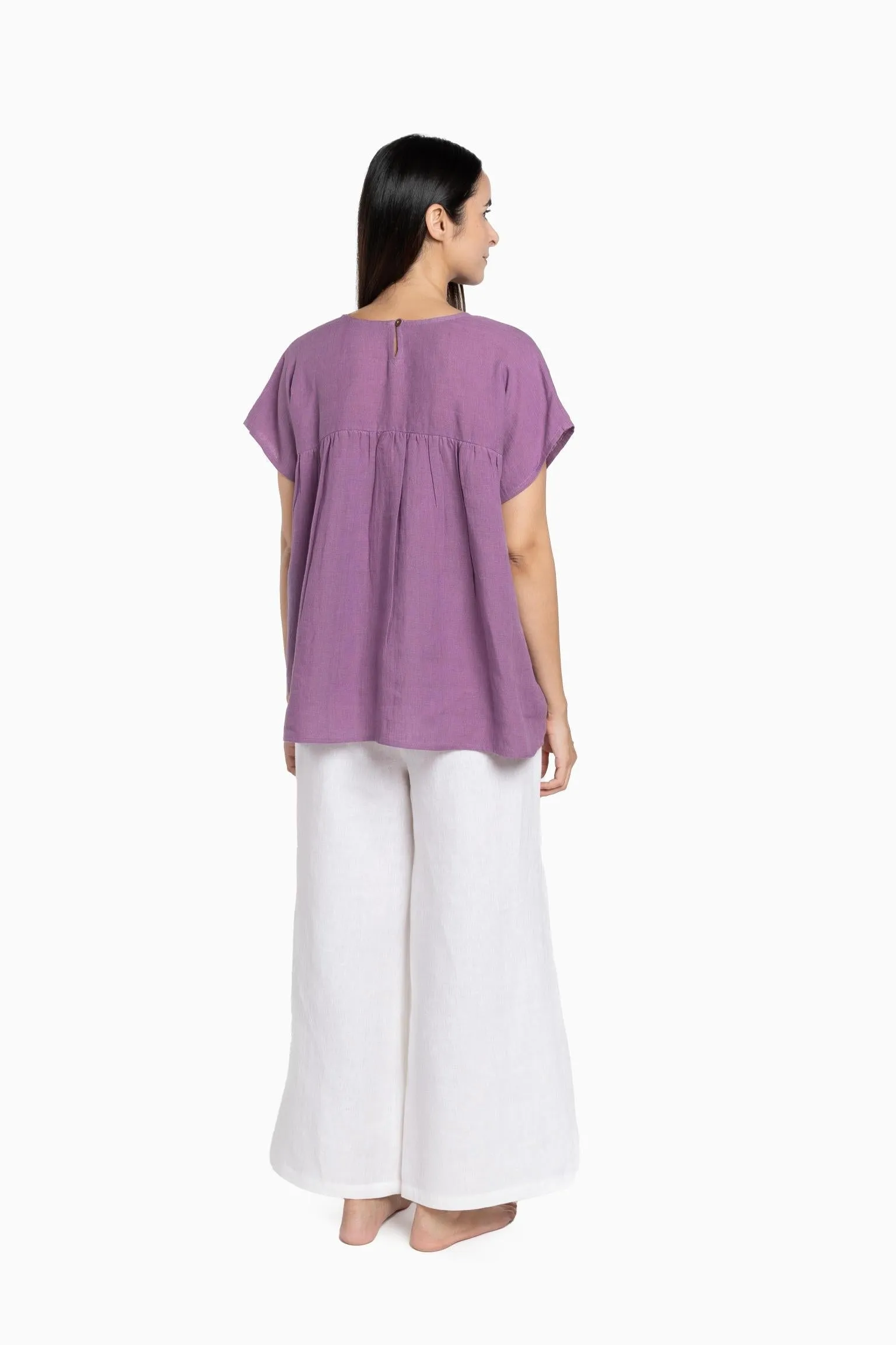Linen Pearl Top-Oatmeal